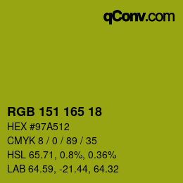 カラーコード: RGB 151 165 18 | qconv.com