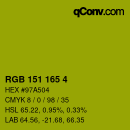 カラーコード: RGB 151 165 4 | qconv.com