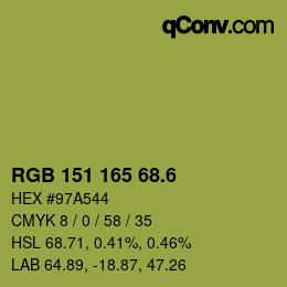 カラーコード: RGB 151 165 68.6 | qconv.com