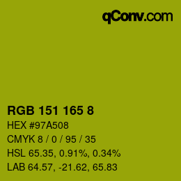 Color code: RGB 151 165 8 | qconv.com