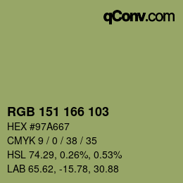 カラーコード: RGB 151 166 103 | qconv.com