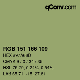 Farbcode: RGB 151 166 109 | qconv.com