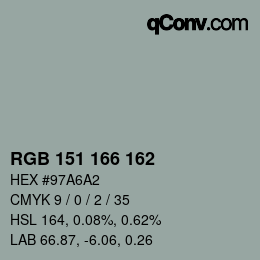 カラーコード: RGB 151 166 162 | qconv.com