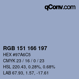 カラーコード: RGB 151 166 197 | qconv.com