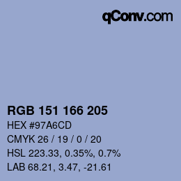 Color code: RGB 151 166 205 | qconv.com