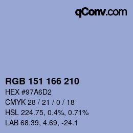 カラーコード: RGB 151 166 210 | qconv.com