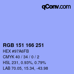 カラーコード: RGB 151 166 251 | qconv.com