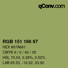 Color code: RGB 151 166 97 | qconv.com
