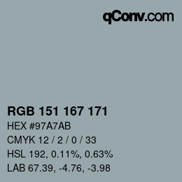 Color code: RGB 151 167 171 | qconv.com