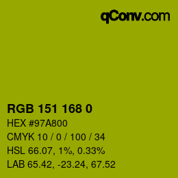 カラーコード: RGB 151 168 0 | qconv.com