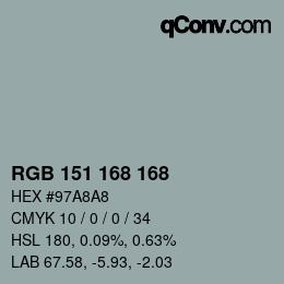 Farbcode: RGB 151 168 168 | qconv.com