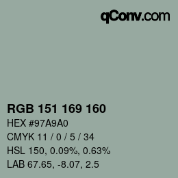 カラーコード: RGB 151 169 160 | qconv.com