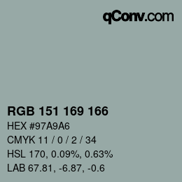 Color code: RGB 151 169 166 | qconv.com