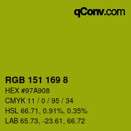 カラーコード: RGB 151 169 8 | qconv.com