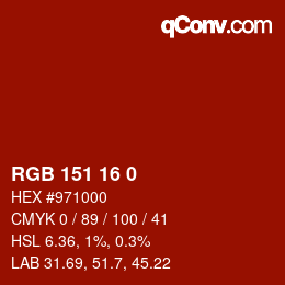 カラーコード: RGB 151 16 0 | qconv.com