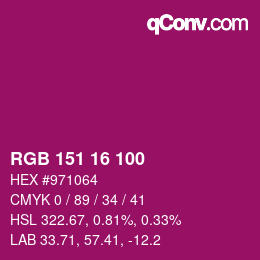 カラーコード: RGB 151 16 100 | qconv.com
