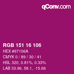 Color code: RGB 151 16 106 | qconv.com