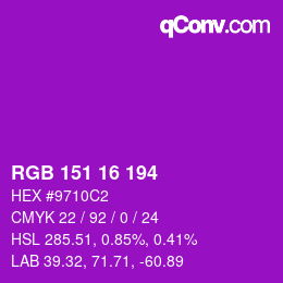カラーコード: RGB 151 16 194 | qconv.com