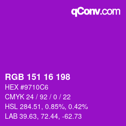 Color code: RGB 151 16 198 | qconv.com