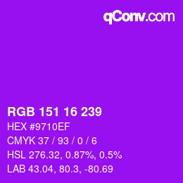 Farbcode: RGB 151 16 239 | qconv.com