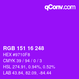 カラーコード: RGB 151 16 248 | qconv.com