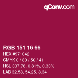Color code: RGB 151 16 66 | qconv.com