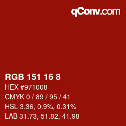 Color code: RGB 151 16 8 | qconv.com