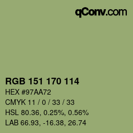 Color code: RGB 151 170 114 | qconv.com