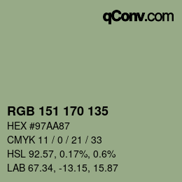 Color code: RGB 151 170 135 | qconv.com