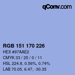 颜色代码: RGB 151 170 226 | qconv.com