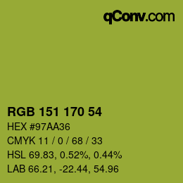 颜色代码: RGB 151 170 54 | qconv.com