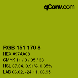 Color code: RGB 151 170 8 | qconv.com