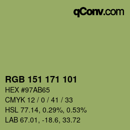 Color code: RGB 151 171 101 | qconv.com