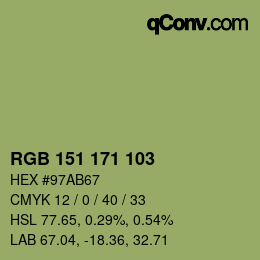 カラーコード: RGB 151 171 103 | qconv.com