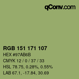 Color code: RGB 151 171 107 | qconv.com