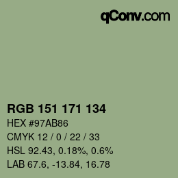 Color code: RGB 151 171 134 | qconv.com