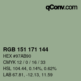 カラーコード: RGB 151 171 144 | qconv.com