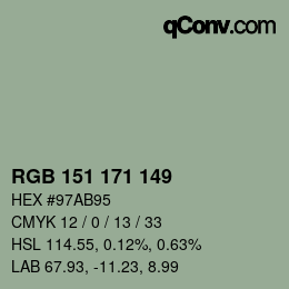 カラーコード: RGB 151 171 149 | qconv.com