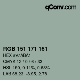 Color code: RGB 151 171 161 | qconv.com