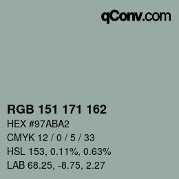 Color code: RGB 151 171 162 | qconv.com