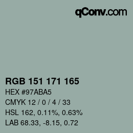 Farbcode: RGB 151 171 165 | qconv.com