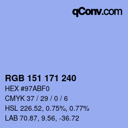 カラーコード: RGB 151 171 240 | qconv.com