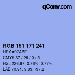 Color code: RGB 151 171 241 | qconv.com