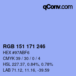 カラーコード: RGB 151 171 246 | qconv.com