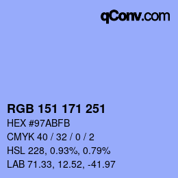 Color code: RGB 151 171 251 | qconv.com