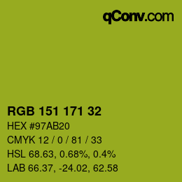 Color code: RGB 151 171 32 | qconv.com