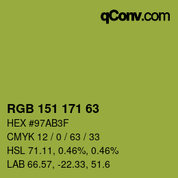 Color code: RGB 151 171 63 | qconv.com