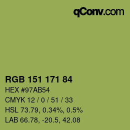 颜色代码: RGB 151 171 84 | qconv.com