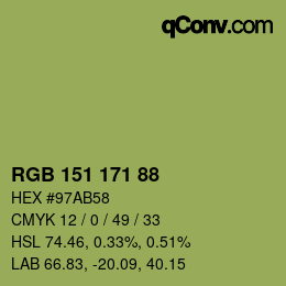 Color code: RGB 151 171 88 | qconv.com