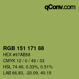 Color code: RGB 151 171 88 | qconv.com